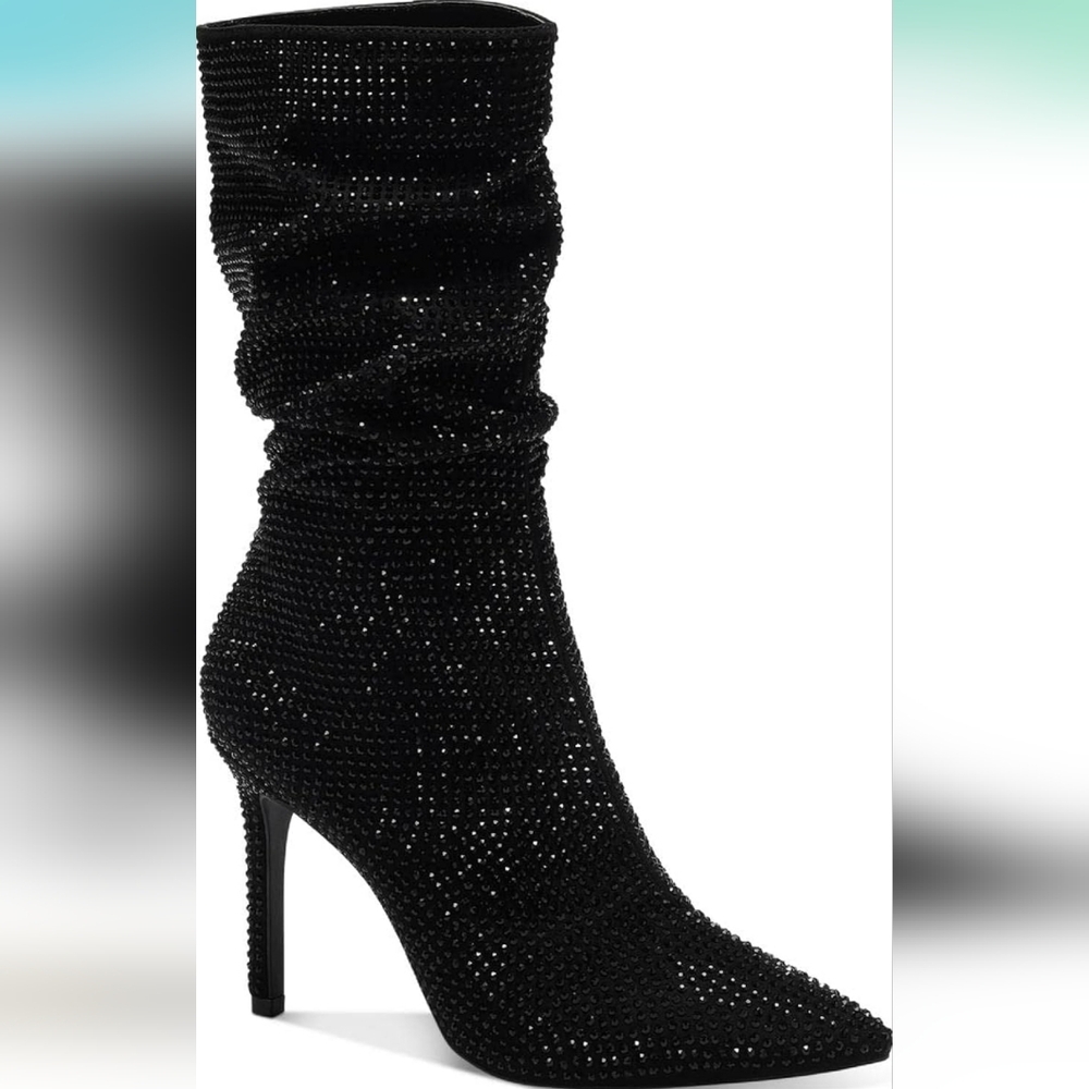 Thalia Sodi Womens Raquell Pointed Toe Mid-Calf Boots Black 8.5 Medium